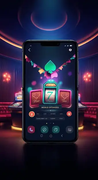 Interfaz optimizada de la aplicación móvil de Spinmama Casino mostrando slots y opciones de pago fácil en un smartphone